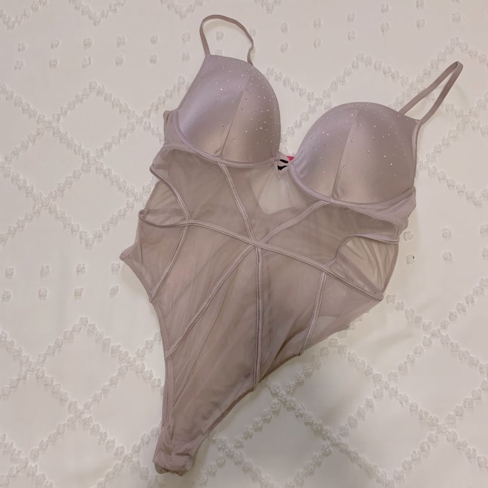 Lasenza lavender crystal cut out body suit